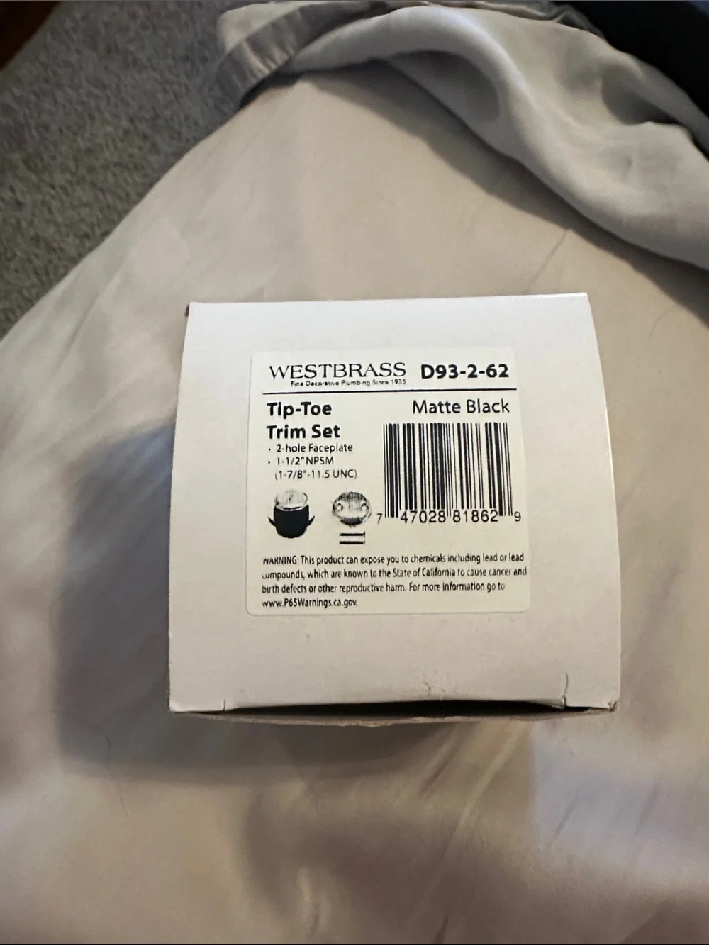 NWT Westbrass Tip-toe Trim Set D93-2-62 matte black 1 1/2” NPSM